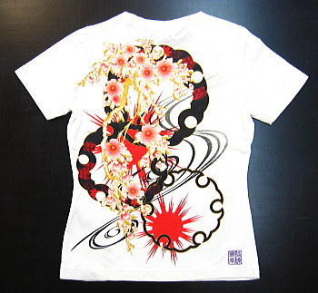 レディース和柄半袖Tシャツ 桜に蝶刺繍